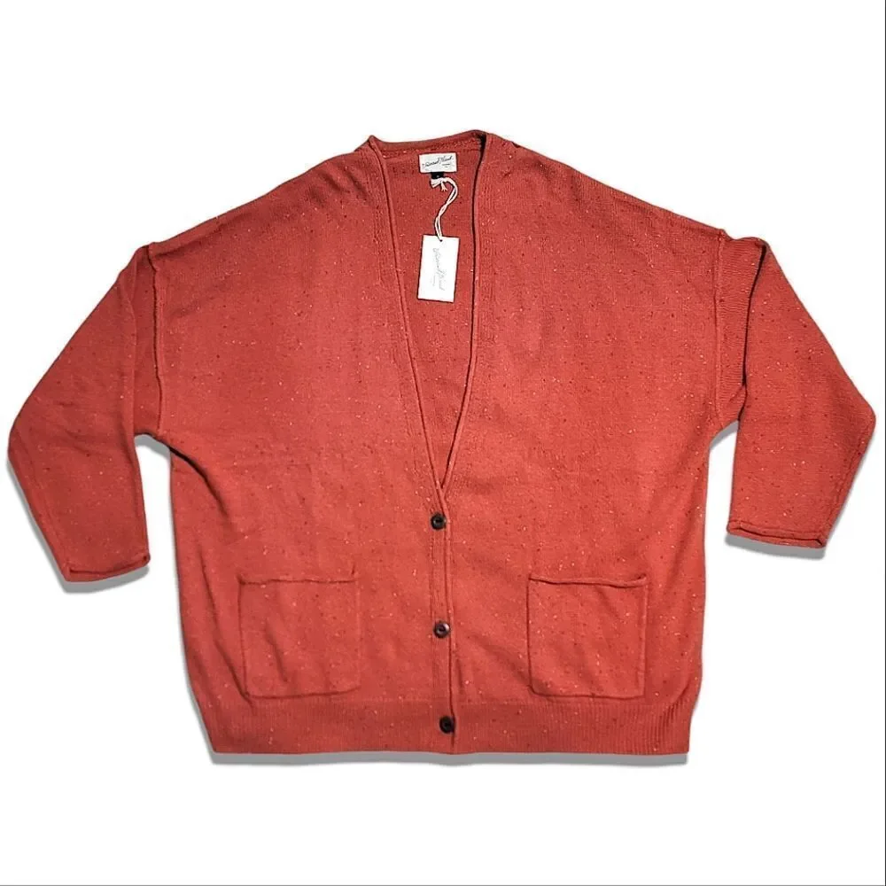 Universal Thread Orange Oversized Knit Flecked Button-Up Cardigain
